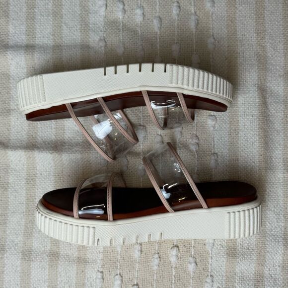 Altr’d State platform double clear/ pink lined strap slip on sandals size 8.5 - Picture 2 of 10